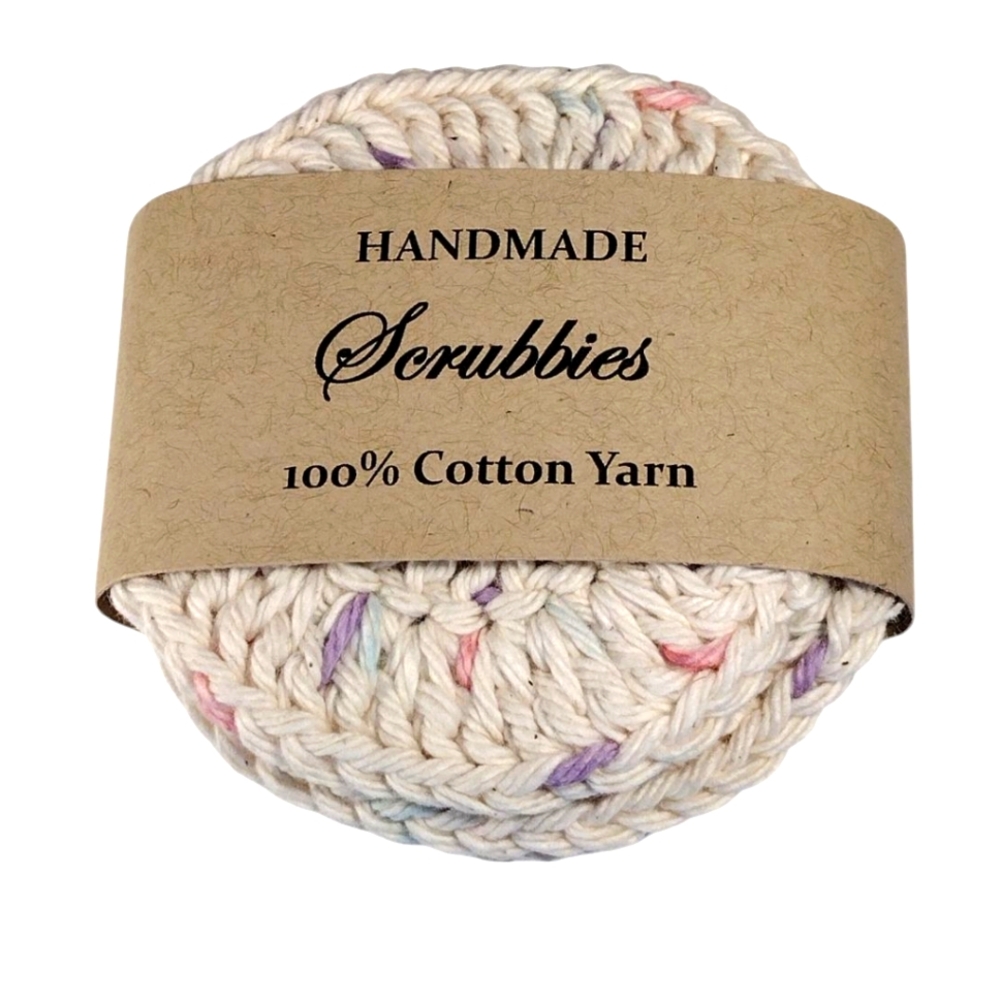 Handmade 100% Cotton Yarn Scrubbies Set Of 4 NEW